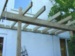 High level raised deck frame with sturdy bearers and joists