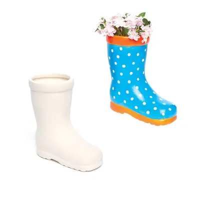 Wellington Boot Ceramic Flowerpots for Kids To Decorate
