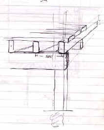 Sketch of corner detail of sub deck frame