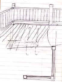 Sketch view of the newels and balustrade at corner