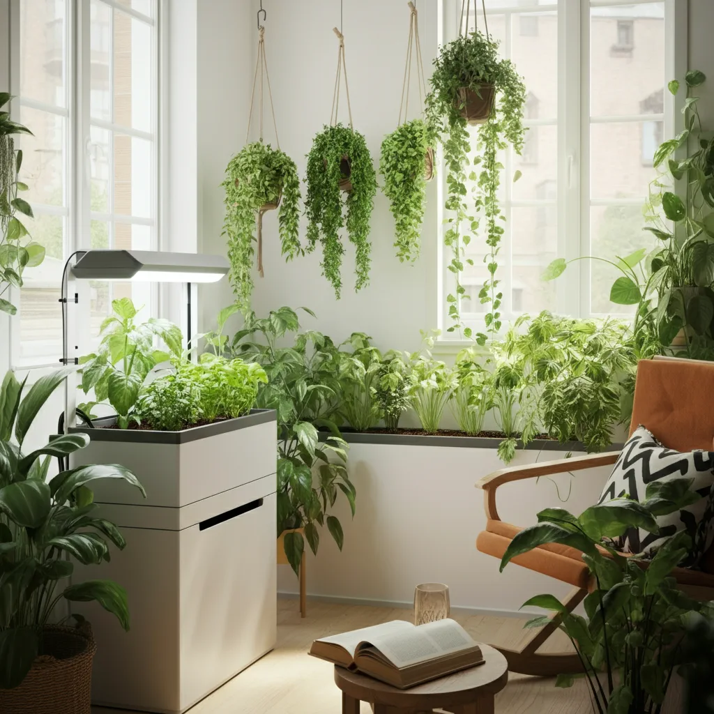 an indoor hydroponic garden within an indoor garden