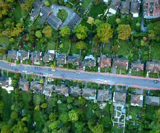 House lawns seen from above