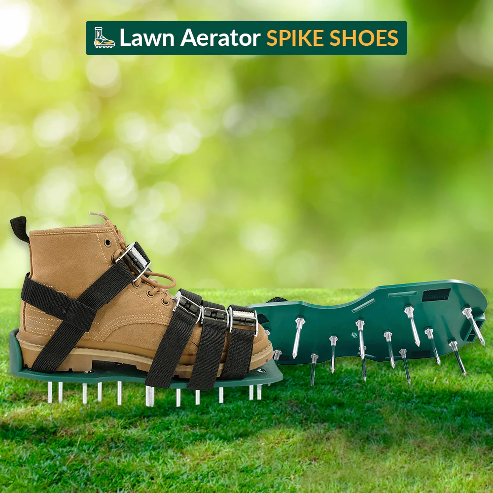 WIPHANY Garden Lawn Aerator Spike Shoes – for Effectively Aerating Lawn Soil Garden Yard Care with 26 spikes and 6 METAL Buckles to Allow Your Grass to Breathe