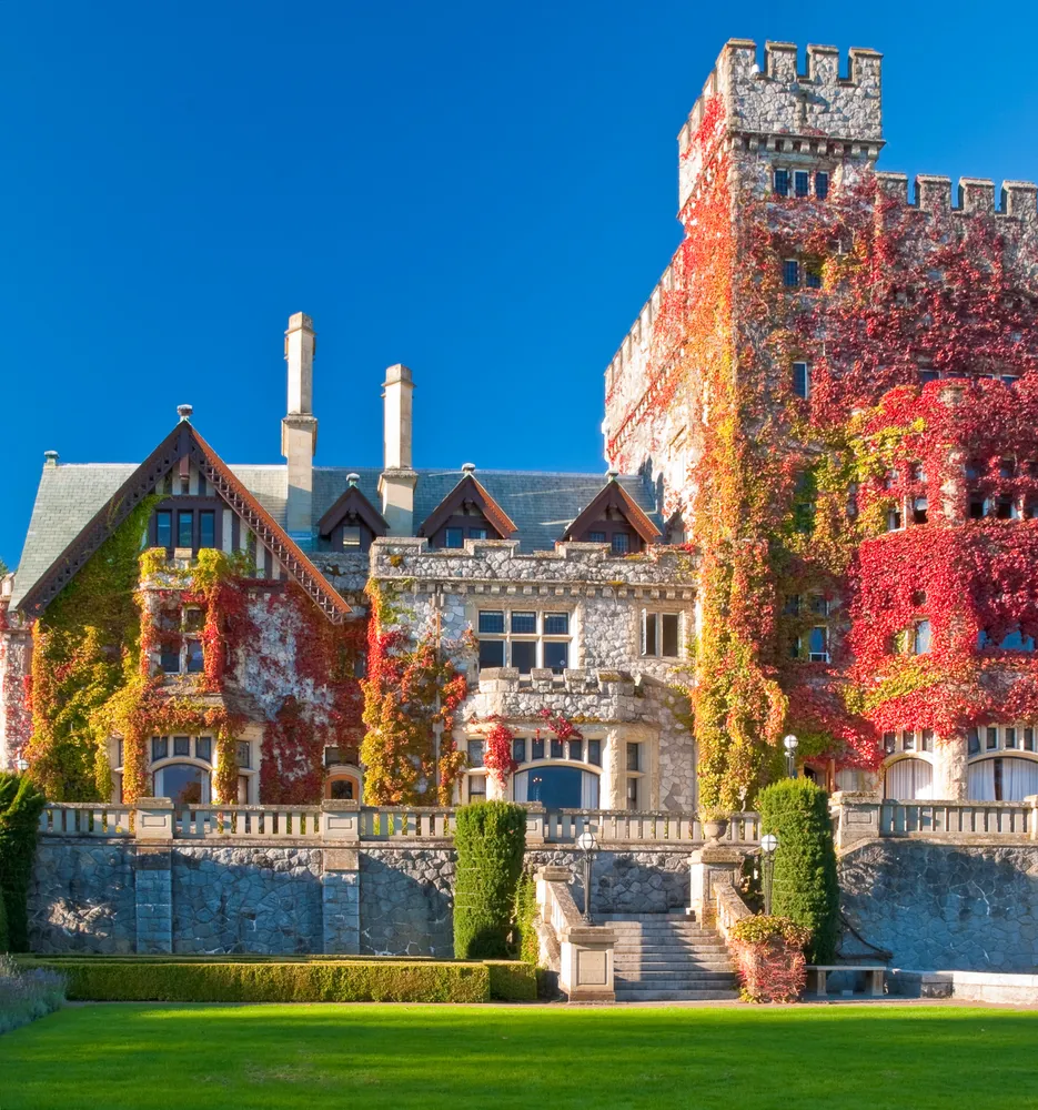 View of an old castle in Victoria, British Columbia.