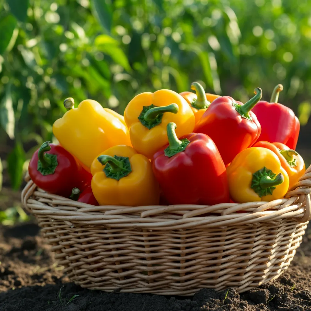 A basket full of bell peppers